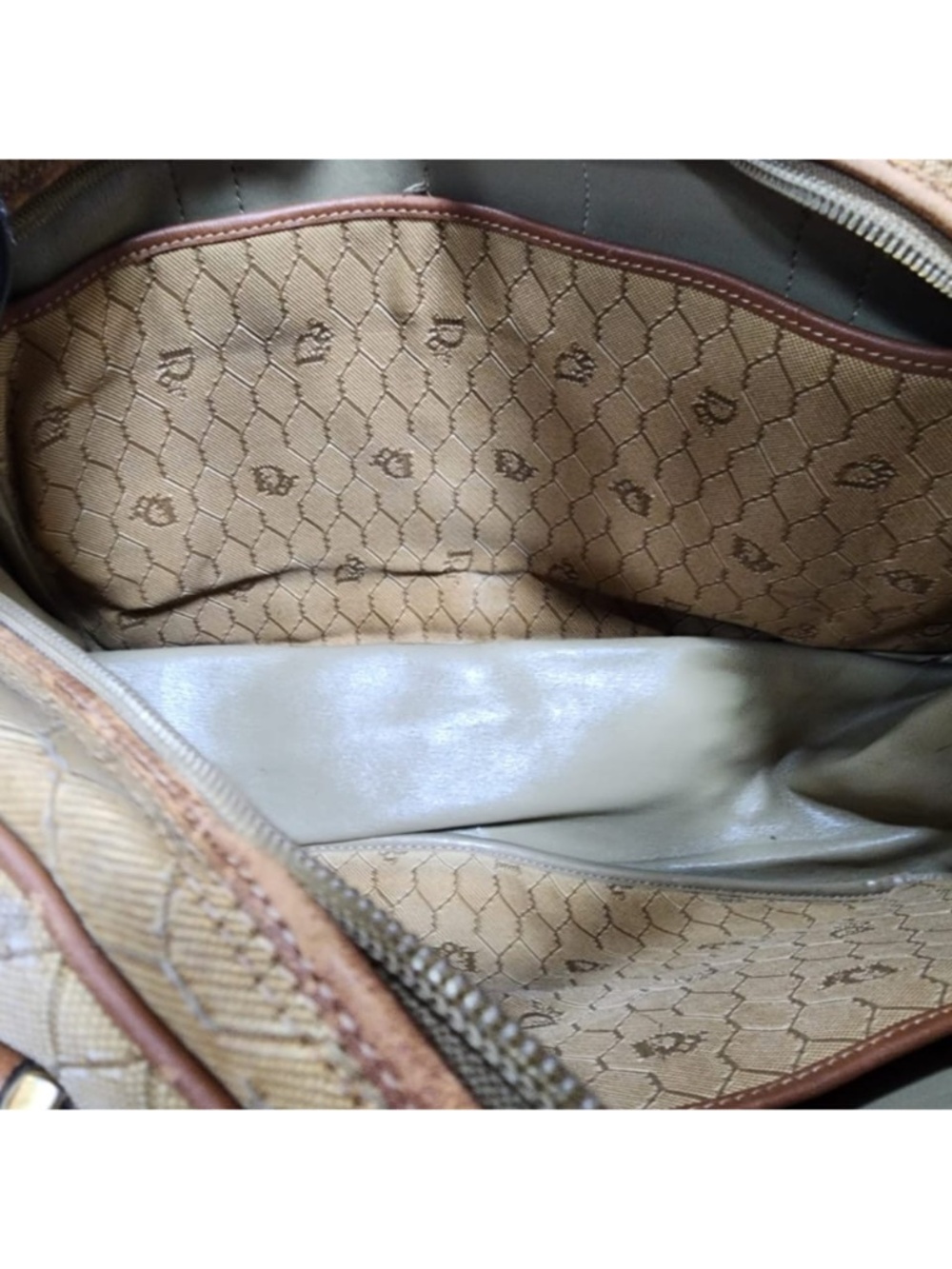 Authentic Christian Dior Vintage Canvas Boston Bag Beige/Brown - Picture 6 of 16